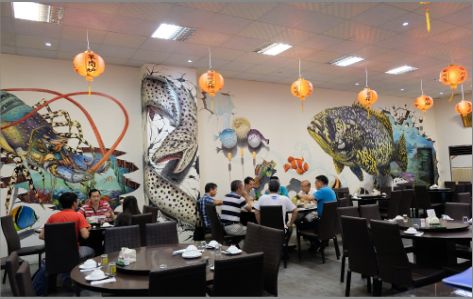 赣州海鲜餐厅墙体彩绘